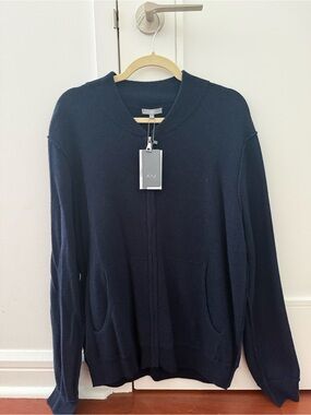 KIER + J Men's Navy Full-Zip Knit Sweater